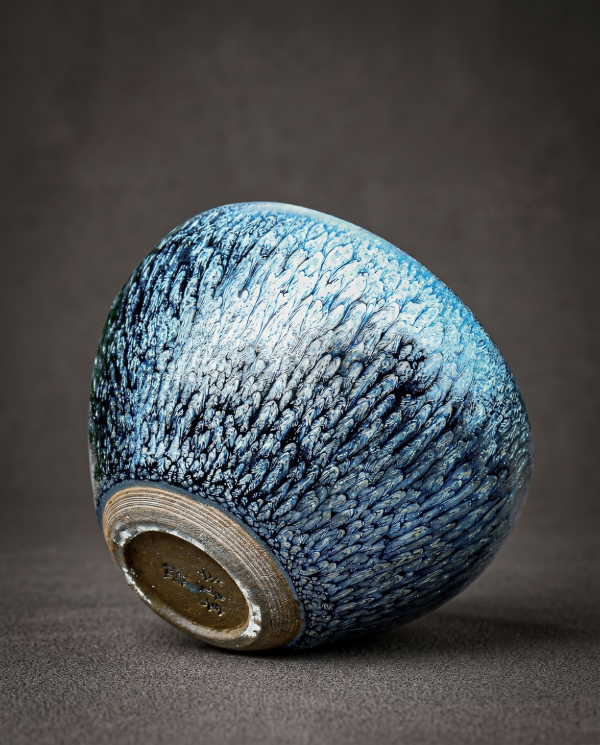 Azure Flora Hand-Thrown JIAN ZHAN Bowl - Image 4