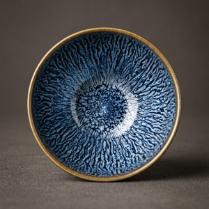 Azure Flora Hand-Thrown JIAN ZHAN Bowl
