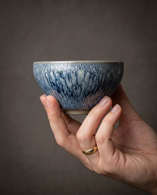Azure Flora Hand-Thrown JIAN ZHAN Bowl - Image 2